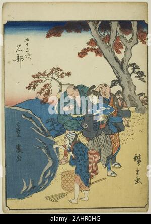 Utagawa Hiroshige. Ishibe, de la série Cinquante-trois Stations du Tokaido] [(Gojusan tsugi), également connu sous le nom de la Figure (Jinbutsu Tokaido Tokaido). 1852. Le Japon. Estampe chuban couleur ; Banque D'Images