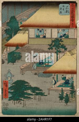 Utagawa Hiroshige. Ishibe, à partir de la série "Fifty-Three Stations du Tokaido". 1855. Le Japon. Gravure sur bois en couleur Banque D'Images