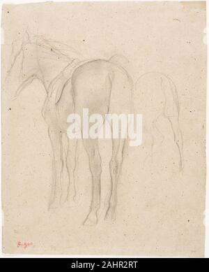 Hilaire Germain Edgar Degas. Études d'un cheval. 1868-1875. La France. Dessouchage avec graphite sur papier vélin beige Banque D'Images