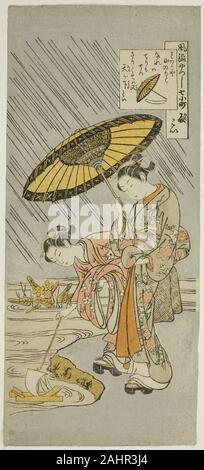 Suzuki Harunobu. Ono no Komachi priant pour la Pluie (Amagoi), de la série Les sept aspects de la mode Komachi (Furyu yatsushi nana Komachi). 1755-1769. Le Japon. Estampe hosoban couleur ; Banque D'Images