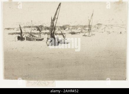 Theodore Roussel. Pont de chemin de fer, Chelsea. 1888-1889. L'Angleterre. Eau-forte en noir sur papier Japon d'ivoire Banque D'Images