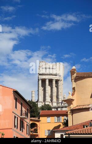 Monument romain d'Auguste Trophée Trophée ou des Alpes, La turbie, Alpes-Maritimes, Côte d'Azur, Provence, France, Europe Banque D'Images