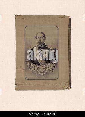 Marc-Laurent Bruyas (Designer). Portrait de Napoléon III (1808-1873), empereur. 1801-1900. Lyon. La soie, warp face striée trame armure avec langage en entrelacs de liaison secondaire warps, trames de motifs supplémentaires et d'auto-Motifs de trames au sol ; tissés sur métier à tisser avec l'accessoire Jacquard Banque D'Images