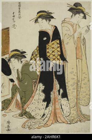 Torii Kiyonaga. Les artistes de la Tachibana, de la série A Collection of Contemporary beautés du plaisir quarts (Tosei yuri bijin awase). 1779-1789. Le Japon. Estampe oban couleur ; Banque D'Images