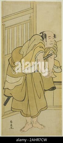 Katsukawa Shunsen. L'Acteur Asao Tamejuro J comme Gotobei ivre dans la pièce Yoshitsune Koshigoe Jo, joué au Théâtre Ichimura dans le neuvième mois, 1790. 1785-1795. Le Japon. Estampe hosoban couleur ; Banque D'Images