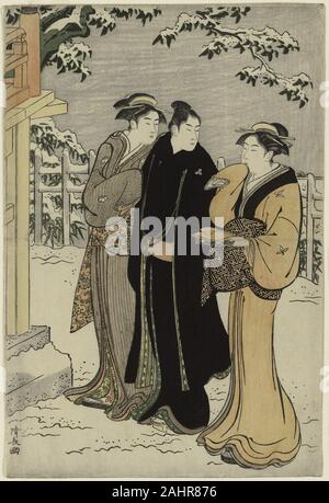 Torii Kiyonaga. Matsuchi Hill après chute de neige. 1780-1790. Le Japon. Gravure sur bois en couleur ; feuille de gauche diptyque oban feuille droite (1925.2654) Banque D'Images