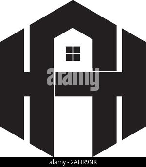 Lettre ha chambre géométrique hexagonale logo symbol vector Illustration de Vecteur