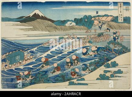 Katsushika Hokusai. Fuji de Kanaya sur le Tokaido (Tokaido Kanaya no Fuji), de la série trente-six vues du Mont. Fugaku sanjurokkei (Fuji). 1825-1837. Le Japon. Estampe oban couleur ; Banque D'Images