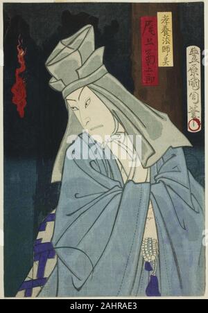 Toyohara Kunichika. Onoe Kikugoro l'acteur comme le fantôme de Koyo Hoshi. 1835-1900. Le Japon. Gravure sur bois en couleur ; feuille de droite triptyque oban Banque D'Images