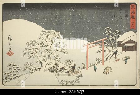 Utagawa Hiroshige. Seki-No 48, de la série Cinquante-trois Stations du Tokaido (Tokaido gojusan tsugi), également connu sous le nom de Reisho Tokaido. 1842-1857. Le Japon. Estampe oban couleur ; Banque D'Images