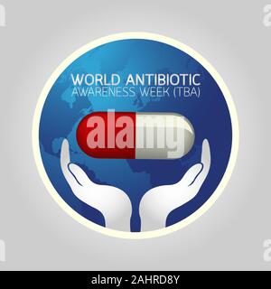 Monde de la Semaine de sensibilisation aux antibiotiques (ATB) logo icône vector Illustration de Vecteur