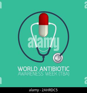 Monde de la Semaine de sensibilisation aux antibiotiques (ATB) logo icône vector Illustration de Vecteur