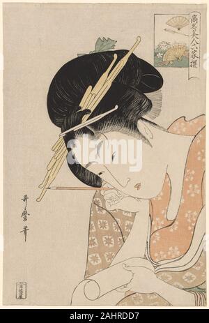 Kitagawa Utamaro. Hanaogi de l'Ogiya, de la série Beautés de renommée mondiale comparée à la Six poètes immortels (Komei bijin rokkasen). 1790-1801. Le Japon. Estampe oban couleur ; Banque D'Images
