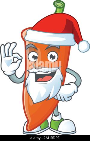 Heureux en orange et chili Santa costume style mascotte Illustration de Vecteur