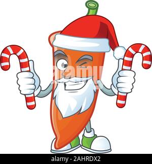 Chili Orange personnage au Père Noël avec des bonbons Illustration de Vecteur