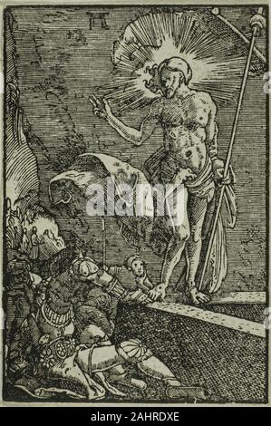 Albrecht,. La Résurrection, à partir de l'automne et de rédemption de l'homme. 1510-1518. L'Allemagne. Gravure en noir sur papier vergé ivoire, Albrecht, connu comme l'un des petits maîtres (en allemand, Kleinmeister) avec Carl Gustav Carus et les frères Barthel et Sebald Beham, a excellé à créer s'imprime sur une petite échelle, qu'en taille-douce ou de secours. Cette gravure sur bois fait partie d'une série intitulée l'automne et de rédemption de l'homme contraste entre l'expulsion d'Adam et Eve du Paradis avec le Christ de la Passion. Les connaisseurs auraient perçu ces minuscules imprime comme un cycle entier et Banque D'Images