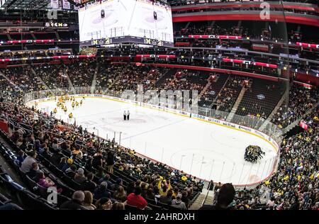 Detroit, Michigan, USA. 31 Dec, 2019. Little Caesars Areana avant un match entre le Michigan et Michigan Tech à Little Caesars Arena, Detroit, Michigan. Michigan Tech a gagné le match 4-2. Crédit : Scott Hasse/ZUMA/Alamy Fil Live News Banque D'Images