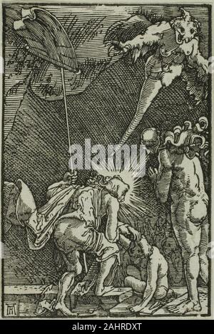 Albrecht,. Le Christ dans les limbes, à partir de l'automne et de rédemption de l'homme. 1510-1518. L'Allemagne. Gravure en noir sur papier vergé ivoire, Albrecht, connu comme l'un des petits maîtres (en allemand, Kleinmeister) avec Carl Gustav Carus et les frères Barthel et Sebald Beham, a excellé à créer s'imprime sur une petite échelle, qu'en taille-douce ou de secours. Cette gravure sur bois fait partie d'une série intitulée l'automne et de rédemption de l'homme contraste entre l'expulsion d'Adam et Eve du Paradis avec le Christ de la Passion. Les connaisseurs auraient perçu ces minuscules imprime comme un cycle entier d'un Banque D'Images