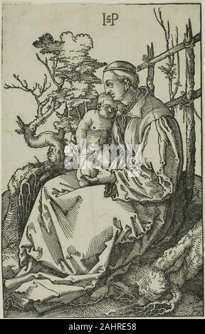 Hans Sebald Beham. La Vierge avec l'enfant et de poire sur la Banque. 1514-1526. L'Allemagne. Gravure en noir sur papier vergé crème Banque D'Images