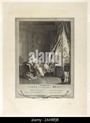 Pierre Maleuvre. Le Boudoir, de monument du costume physique et moral de la fin du dix-huitième siècle. 1774. La France. Gravure sur papier vergé ivoire Banque D'Images