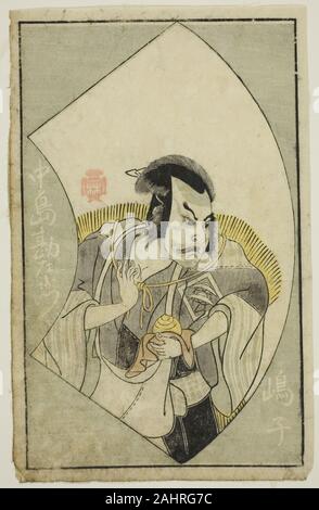 Katsukawa Shunsho. L'Acteur Nakajima Kanzaemon III, d'un livre d'images de l'étape Fans (Ehon butai ogi). 1770. Le Japon. Gravure sur bois en couleur ; page de livre illustré Banque D'Images