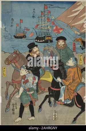 Utagawa Yoshimori. Voir d'Miyozaki Miyozaki à Yokohama (ichiran Yokohama). 1860. Le Japon. Gravure sur bois en couleur ; diptyque oban Banque D'Images