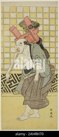 Katsukawa Shun'ei. L'Acteur Asao Tamejuro J comme Gotobei ivres en acte trois de la jouer Yoshitsune Koshigoe Jo (la pétition) Koshigoe Yoshitsune, joué au Théâtre de la neuvième Ichimura jour du neuvième mois, 1790. 1785-1795. Le Japon. Estampe hosoban couleur ; Banque D'Images