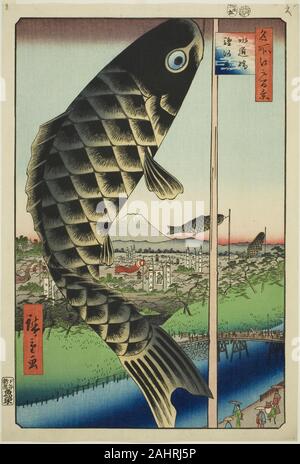Utagawa Hiroshige. Suido Bridge et Surugadai Suidobashi (Surugadai), de la série Cent vues célèbres d'Edo (Edo Meisho hyakkei). 1857. Le Japon. Estampe oban couleur ; Banque D'Images