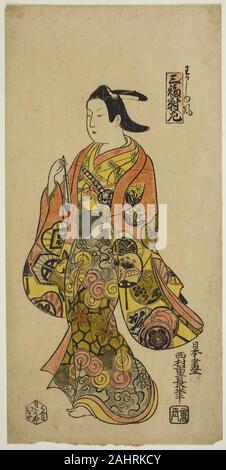 Nishimura Shigenaga. Dans le style d'un jeune homme (Wakashu fu), Feuille de gauche (hidari Sanpukutsui Triptyque). 1725-1735. Le Japon. À la main, gravure sur bois ; hosoban, l'urushi-e Banque D'Images
