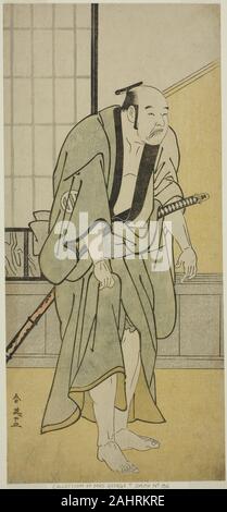 Katsukawa Shun'ei. L'Acteur Asao Tamejuro J comme Gotobei ivre dans la pièce Yoshitsune Koshigoe Jo, joué au Théâtre Ichimura dans le neuvième mois, 1790. 1785-1795. Le Japon. Estampe hosoban couleur ; Banque D'Images