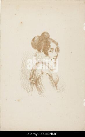 Dominique-Vivant Denon. Portrait d'une jeune femme. 1815-1825. La France. Lithographie en brun sur vélin crème Banque D'Images