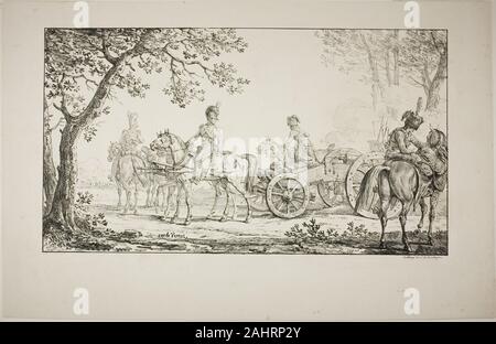 Carle Vernet. Harnachés d'artillerie. 1817. La France. Lithographie en noir sur papier vélin ivoire Banque D'Images