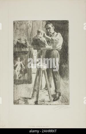 Anders Zorn. Le Prince Paul Troubetzkoy I (toute la longueur). 1908. La Suède. Gravure sur papier vergé ivoire Banque D'Images