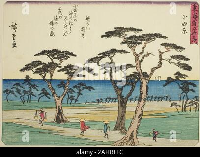 Utagawa Hiroshige. À partir de la série d'Odawara, Cinquante-trois Stations du Tokaido (Tokaido gojusan tsugi), également connu sous le nom de la ligne Tokaido avec poème (iri Kyoka Tokaido). 1832-1847. Le Japon. Estampe chuban couleur ; Banque D'Images