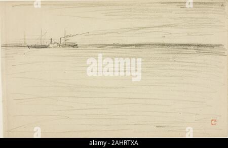 Charles François Daubigny. Traversée de la Manche. 1866. La France. Graphite sur papier vélin beige Banque D'Images