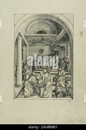 Albrecht Dürer. Le Christ parmi les médecins, à partir de la vie de la Vierge. 1511. L'Allemagne. Gravure en noir sur papier vergé ivoire Banque D'Images