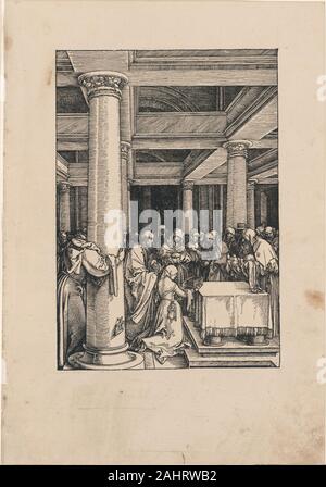 Albrecht Dürer. La présentation du Christ au Temple, à partir de la vie de la Vierge. 1505. L'Allemagne. Gravure en noir sur papier vergé beige Banque D'Images