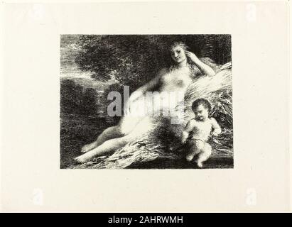 Henri Fantin-Latour. Vénus et Cupidon, une autre assiette. 1895. La France. Lithographie en noir sur blanc chine Banque D'Images