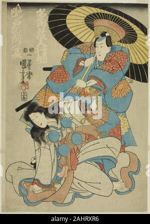 Utagawa Kuniyoshi. Ichimura Uzaemon XII les acteurs comme Tada Kurodo Yukitsuna Bando Shuka et comme le fantôme de Naruto no Mae. 1842-1852. Le Japon. Gravure sur bois en couleur ; feuille de gauche diptyque oban Banque D'Images