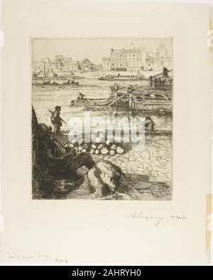 Louis Auguste Lepère. Quai public, Quai de la Gare. 1908. La France. Gravure sur bois sur papier crème Banque D'Images