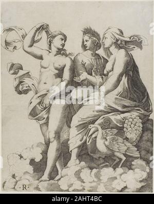 Marco Dente da Ravenna. Junon, Cérès, et Psyché. 1515-1527. L'Italie. Gravure sur papier Banque D'Images