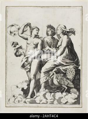 Marco Dente da Ravenna. Junon, Cérès, et Psyché. 1513-1523. L'Italie. Gravure sur papier Banque D'Images