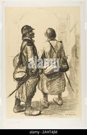 Pierre Théophile-Alexandre Steinlen. L'heure du départ, la plaque vingt-six de l'Actualités. 1916. La France. Lithographie en noir sur la teinte fauve sur d'épais papier vélin blanc cassé Banque D'Images