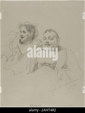 Anders Zorn. M. et Mme Raymond Johnson. 1893. La Suède. Graphite, avec des touches d'effacement, sur la pâte de bois gris conseil stratifié Banque D'Images