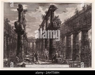 Giovanni Battista Piranesi. A., B. voir des vestiges des deux rangées de colonnes dans le temple de Neptune, qui formé à l'origine des colonnades sur les côtés de la cella, et appuyé la partie supérieure de la toiture, de différentes vues de Paestum. 1778. L'Italie. Gravure sur papier vergé ivoire Banque D'Images