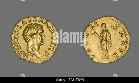 Ancienne cité romaine. Aureus (Coin) représentant l'Empereur Othon. 69 AD. Rome. Avers d'or Tête d'Othon à droite, bareReverse Securitas se tient à gauche, couronne en main droite, le sceptre dans la gauche Banque D'Images