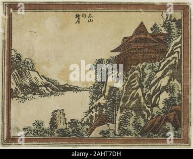 Katsushika Hokusai. Lune d'automne à Ishiyama Ishiyama (pas shugetsu) de la série de huit vues d'Omi en gravure à l'Omi hakkei Doban (Style). 1799-1820. Le Japon. Gravure sur bois en couleur ; horizontal koban Banque D'Images