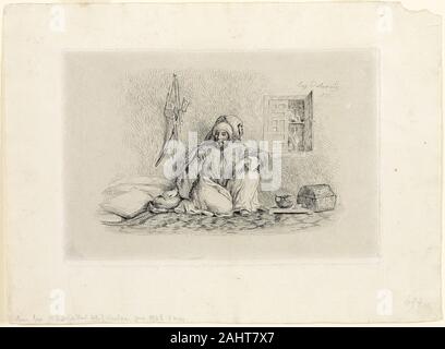 Eugène Delacroix. Chef Mohammed-Ben-Abou. 1833. La France. Gravure sur off-white Chine, fixées sur papier vélin blanc Banque D'Images