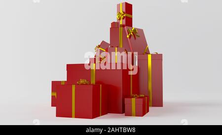 Boîtes cadeaux enveloppés. Banque D'Images