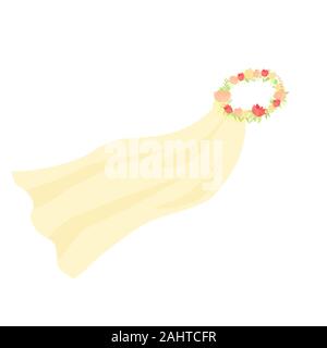 Vector illustration graphique de wedding Bridal Veil avec couronne la couronne de fleurs Illustration de Vecteur